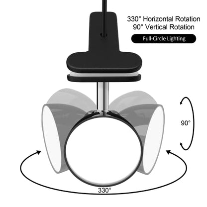 deeloop Clip on Light 5W Ultra Bright 330° Rotation Book Reading Clip on Lamp for Bed/Bedside Headboard/Table/Bunk/Desk Lighting Black - color: Black