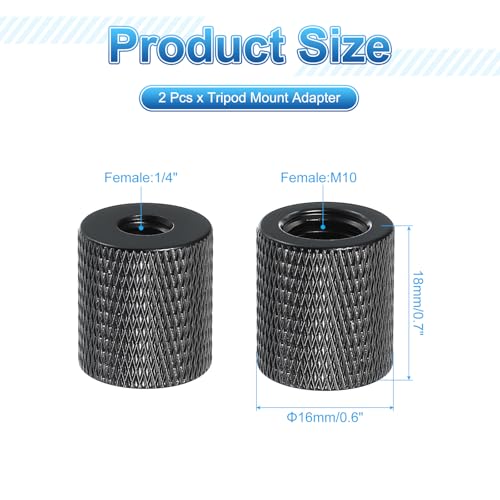 PATIKIL Tripod Screw Adapter 1/4" Female to M10 Male, 2 Pcs Tripod Nut Connectors Camera Mount Screw Camera Double Head Converter for Microphone Holder Magic Arms Accessories, 18 mm - size: 1/4" Female to M10 Male,18 mm