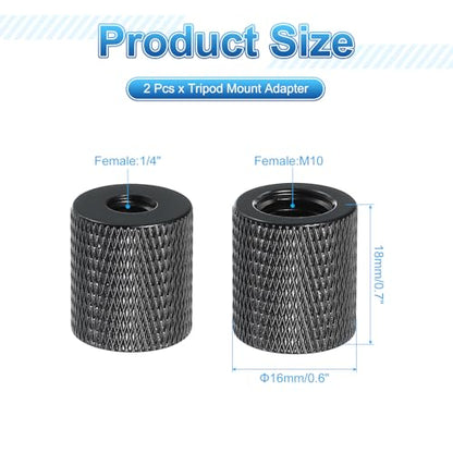 PATIKIL Tripod Screw Adapter 1/4" Female to M10 Male, 2 Pcs Tripod Nut Connectors Camera Mount Screw Camera Double Head Converter for Microphone Holder Magic Arms Accessories, 18 mm - size: 1/4" Female to M10 Male,18 mm
