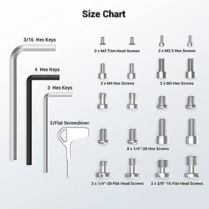 SmallRig 20Pcs Screws and Hex Key Storage Plate with 1/4"-20 3/8"-16 M2.5 M3 M4 M5 Stainless Steel Screws and 4Pcs Hex Keys MD3184