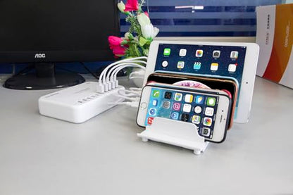 Adjustable Universal Cell Phone Dock Stand Holder, Tablet Organizer Multi Device Desktop Stand for iPhone Samsung Galaxy Google Nexus Kindle - No Charging Port (White) - color: White