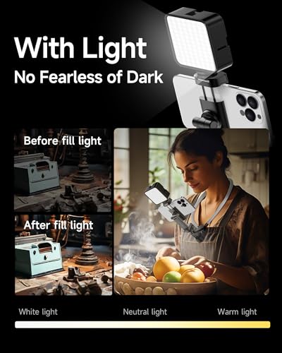 Magnetic Neck Phone Holder with Light, Hands Free Selfie Tripod Chest Mount Filming for iPhone 16 Samsung GoPro DJI Insta360, Neck Phone Holder for Recording POV Video Vlog - size: S7PRO Magnetic Version w Light