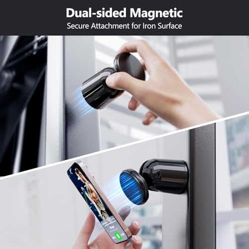 MiiKARE Dual Magnetic Phone Holder for Magsafe, Strong Magnets Gym Phone Holder Mount, 360 Rotation Adjustable, Hands Free Cell Phone Holder Compatible iPhone 17 Pro Max 16 15 14 13, Magsafe Black - color: Magsafe-Black