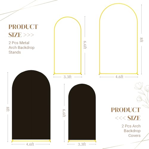 Toolterritary Metal Arch Backdrop Stand and Cover Set, 8FT, 6.6FT Party Backdrop, Easy to Assemble, Backdrop Stand for Parties, Birthday, Baby Shower - color: Black, size: 8ft, 6.6ft