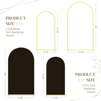 Toolterritary Metal Arch Backdrop Stand and Cover Set, 8FT, 6.6FT Party Backdrop, Easy to Assemble, Backdrop Stand for Parties, Birthday, Baby Shower - color: Black, size: 8ft, 6.6ft