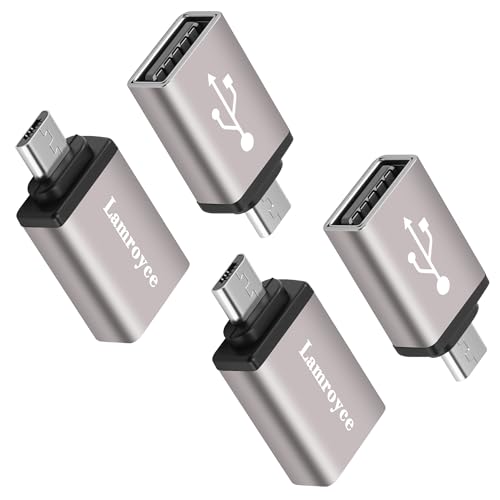 USB to Micro USB Adapter 4 Pack, Micro USB Male to USB 2.0 A Female OTG (On-The-Go) Converter Connector, Aluminum Alloy Shell, Compatible with Samsung Phone S7 S6, LG, Flash Drive, Mouse, Keyboard - style: 4 Pack