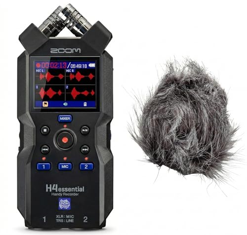 Zoom H4essential 4-Track Handy Recorder with 32-Bit Float Bundle with WSH-4E Hairy Windscreen (H4essential + Windscreen) - style: H4essential + Windscreen