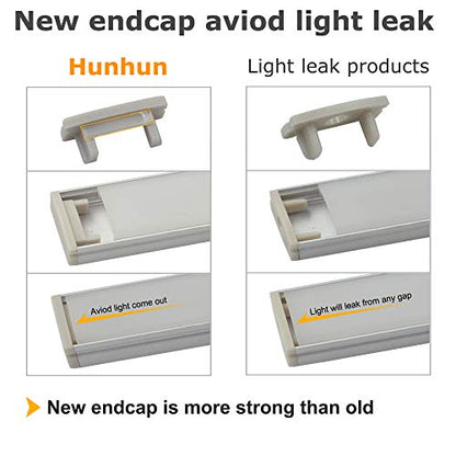 hunhun 10-Pack 6.6ft/ 2Meter U Shape LED Aluminum Channel System with Milky Cover, End Caps and Mounting Clips, Aluminum Profile for LED Strip Light Installations, Very Easy Installation