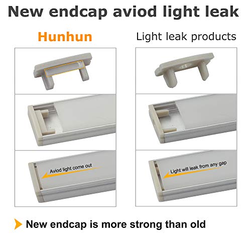 hunhun 20-Pack 3.3ft/1Meter U Shape LED Aluminum Channel System with Milky Cover, End Caps and Mounting Clips, Aluminum Profile for LED Strip Light Installations, Very Easy Installation