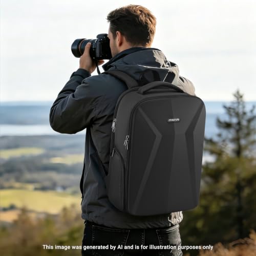 MOSISO Camera Backpack, DSLR/SLR/Mirrorless Photography Camera Bag, Waterproof Hardshell Case with Lens Pouch&Tripod Holder&15.6 inch Laptop Compartment Compatible with Canon/Nikon/Sony, Black - color: Black