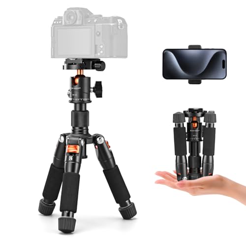 K&F CONCEPT Mini Desktop Tripod, 20.5''/ 52cm Compact Desk Tripod with 360 Degree Ball Head, 1/4 inch Quick Release Plate for Camera Video Camcorder, Load up to 13.22 lbs/6 KG - style: S225A1+BH-25