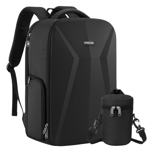MOSISO Camera Backpack, DSLR/SLR/Mirrorless Photography Camera Bag, Waterproof Hardshell Case with Lens Pouch&Tripod Holder&15.6 inch Laptop Compartment Compatible with Canon/Nikon/Sony, Black - color: Black