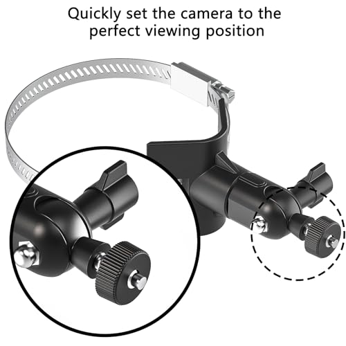 Universal Adjustable Stainless Mount Bracket Outdoor Security Camera 360 Degree Hoop Hose Clamp Pipe Poles Mount No-Drill Holes Compatible with Reolink/Nest/Arlo/Eufy/Wyze and Other Camera (Black) - color: Black