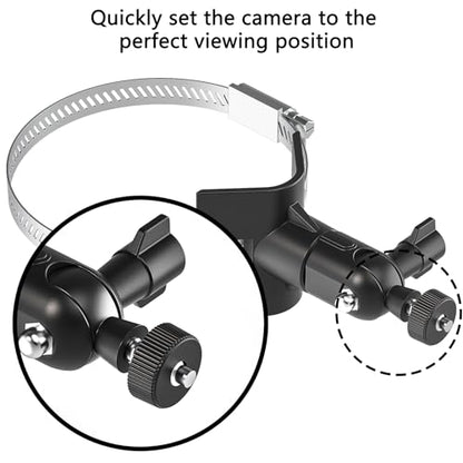 Universal Adjustable Stainless Mount Bracket Outdoor Security Camera 360 Degree Hoop Hose Clamp Pipe Poles Mount No-Drill Holes Compatible with Reolink/Nest/Arlo/Eufy/Wyze and Other Camera (Black) - color: Black