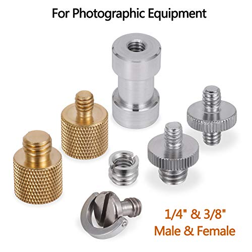 22pcs Camera Screw Adapter, KWOKWEI Camera Screw Mount Set 1/4" to 1/4" and 1/4" to 3/8" Tripod Screw Adapter Converter, Metal Camera Mount Adapter for Camera, Monopod, Ball Head, Light Stand - style: A-22Pack