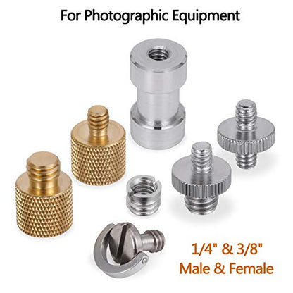 22pcs Camera Screw Adapter, KWOKWEI Camera Screw Mount Set 1/4" to 1/4" and 1/4" to 3/8" Tripod Screw Adapter Converter, Metal Camera Mount Adapter for Camera, Monopod, Ball Head, Light Stand - style: A-22Pack