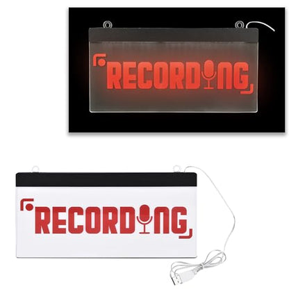 LED Acrylic Wall Recording Sign, Forest & Twelfth Recording Studio Lighted Sign for Professional Studio Setup, Podcast, Radio & More, USB Powered (Recording)