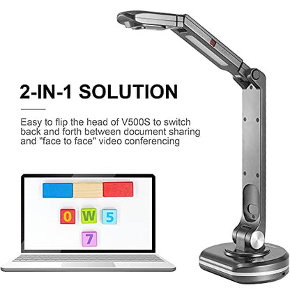 JOYUSING V500S 8MP Document Camera for Teachers, USB Visualiser for A3 Size, LED Light, AutoFocus, OCR for Windows, Classroom Presentation, Remote Teaching, Web Conferencing, Mac, Windows