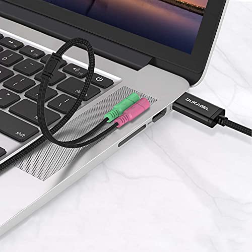 Long USB Audio Adapter, DuKabel USB to 3.5mm Jack TRS AUX Adapter for Built-in Chip USB Sound Card for Headset with Separate Plug TRS 3 Pole Microphones [Metal Housing & Durable Braided / 47inch] - size: 47 inch / 120 cm
