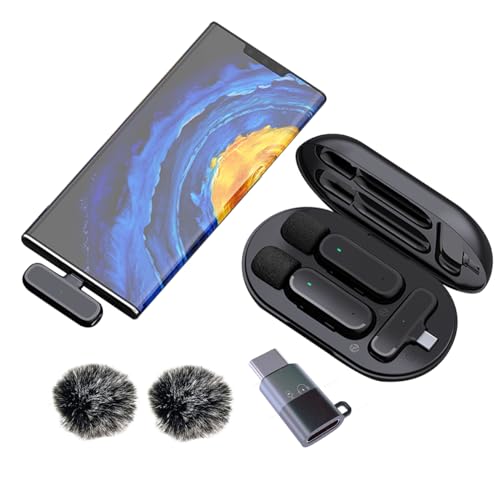 JoyGeek Wireless Lavalier Microphone with Charging Case, Noise Canceling Microphone, Professional Wireless Lavalier Mini Mic for iPhone Samsung Android Smartphone Vlog Live Recording,Audio & Video