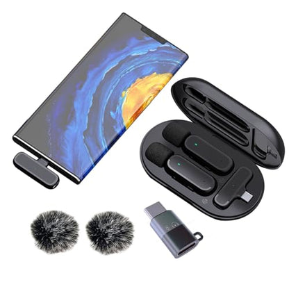JoyGeek Wireless Lavalier Microphone with Charging Case, Noise Canceling Microphone, Professional Wireless Lavalier Mini Mic for iPhone Samsung Android Smartphone Vlog Live Recording,Audio & Video