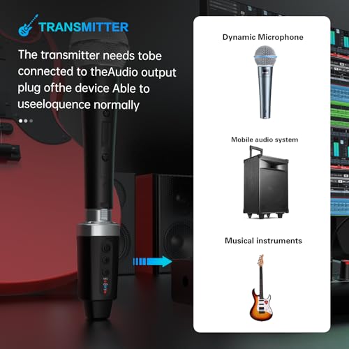 EBJ Wireless Microphone Transmitter Receiver 2.4Ghz, XLR Microphone Wireless System, Rechargeable Wireless Mic Adapter for Audio Mixer, Dynamic Mic, PA Speaker,electric guitar (M-04)