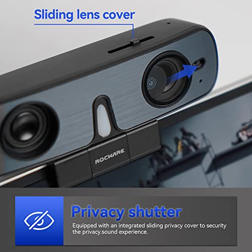 RC08 2K Webcam with Speaker, Webcam for PC, HD Web Cam with Noise Reduction Mic/Harman Speaker/4X Eptz/Privacy Cover/0.2S Auto-Focus/Low Illumination, Computer Camera for Zoom/Teams/Meeting - style: RC08 Webcam with Speaker