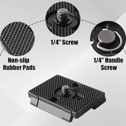 Tripod Quick Release Plate 52mm x 42mm Quick Release Plate Tripod Camera 1/4'' Camera Screw Tripods Mount Plate for 200PL-14 Cameras Quick Release