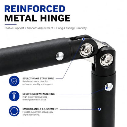 Desktop Microphone Stand with Weighted Steel Base, Adjustable Studio Mic Stand and Mic Arm for Desk, No-Clamp Tabletop Stand with 3/8", 5/8", 1/4" Adapters and Phone Holder