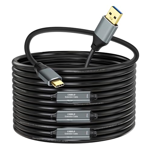 USB 3.0 A to C Cable 60ft, 5Gbps Super Speed USB 3.0 Cable Compatible with VR,Xbox,Laptop,Camera,Docking Station,SSD and More - size: 60ft