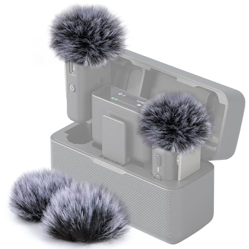 SUNMON DJI Mic Windscreen Furry Foam - DJI Wireless Mic Outdoor Microphone Cover Muff Pop Filter Noise Reduction, Mic Covers for DJI Microphone Wireless(4 PC) - size: 4 PCS