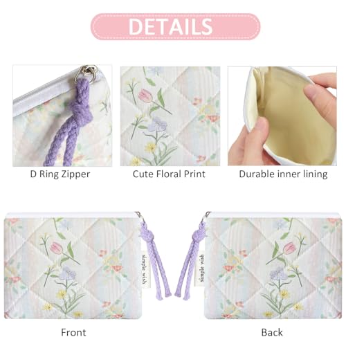 Cotton Quilted Floral Coin Purse Digital Camera Pouch with Cute Prints Zipper for Women Girls (FLOWERS) - color: FLOWERS