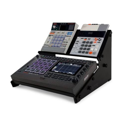 XTS Duo-Flex Desktop Stand, 2 Tiers with Trays for FX Pedals / Synths / Samplers / Audio Interfaces / MIDI Controllers, Holds 2-4 Pedals or Machines on Each Tier, 17.7" Width, Fits MPC Live 3 / TR-8S / Digitakt & more - size: Duo-Flex Stand