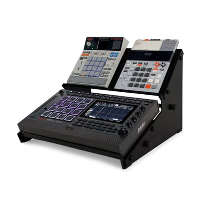 XTS Duo-Flex Desktop Stand, 2 Tiers with Trays for FX Pedals / Synths / Samplers / Audio Interfaces / MIDI Controllers, Holds 2-4 Pedals or Machines on Each Tier, 17.7" Width, Fits MPC Live 3 / TR-8S / Digitakt & more - size: Duo-Flex Stand