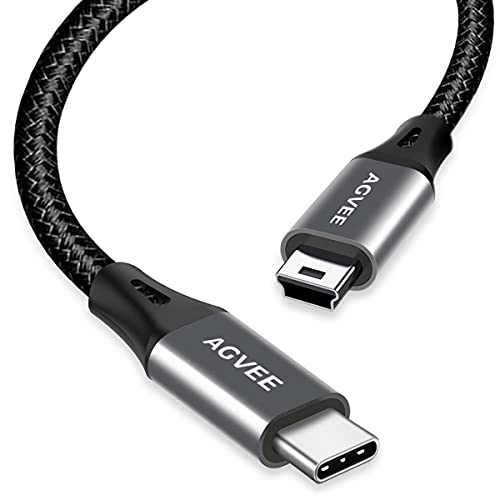AGVEE 2 Pack 6.6ft USB-C to Mini USB Cable, Data Transfer Charging Cord | for Canon Nikon Camera, Garmin GPS, Blue Yeti Microphone, Ti-84 Calculator, Hero 3+, PS3 Controller - color: Dark Gray, size: 6.6ft+6.6ft