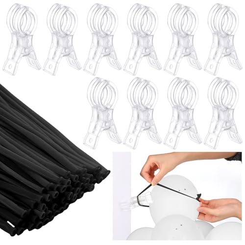 Amyhill 10 Pack Large Balloon Arch Clips 3.5 Inch Heavy Duty Clip and 100 Pcs Black 260 Long Balloons for Balloon Arch Kit Birthday Decoration Crafts Woodworking Photography Studios - color: Black