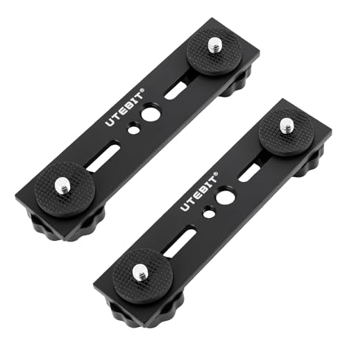 UTEBIT 5 inch Flash Bracket, 2 Pack Long Dual Camera Bracket Mount, Black | Flash Bracket Extension Bar with 1/4" Hot Shoe, Straight Flash Mount 1/4-3/8 Thread Hole Tripod Mount for Camera/LED Light - size: 5 Inch
