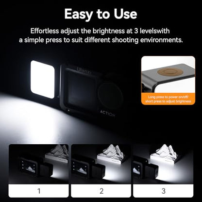 ULANZI LM18 2-Pack Vlogging Light Mini LED Action Camera Video Light Magnetic Photography Fill Lighting for DJI Osmo Action 3/4 Camera Cage Accessories, Xtra, Ulanzi PK-06 Pocket 3/4 Expansion Adapter - size: 2 Pcs- For DJI Action 5/4/3 & Pocket 3 & Xtra