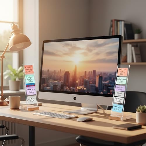 2PCS Monitor Memo Board Portable Monitor Sticky Note Holder Computer Screen Message Board Holder Detachable Acrylic Sticky Note Board Messadge Remider - color: Transparent