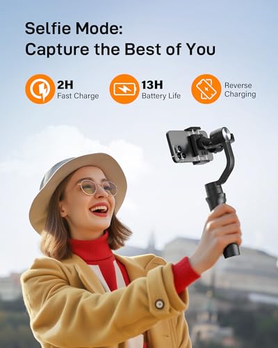 Hohem iSteady Mobile Plus Gimbal Stabilizer for Smartphone, 3-Axis Phone Gimbal for Android and iPhone 15,14,13 PRO, Stabilizer for Video Recording with Face/Object Tracking, 600 °Auto Rotation