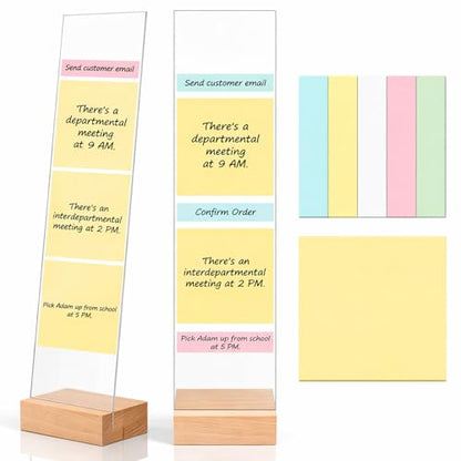 2PCS Monitor Memo Board, Acrylic Monitor Sticky Note Holder for Computer Screen Message Board Holder for Desk Clear Sticky Notes Organizer Portable Desktop Memo Attachment Laptop Office Accessories