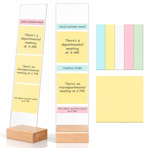 2PCS Monitor Memo Board, Acrylic Monitor Sticky Note Holder for Computer Screen Message Board Holder for Desk Clear Sticky Notes Organizer Portable Desktop Memo Attachment Laptop Office Accessories