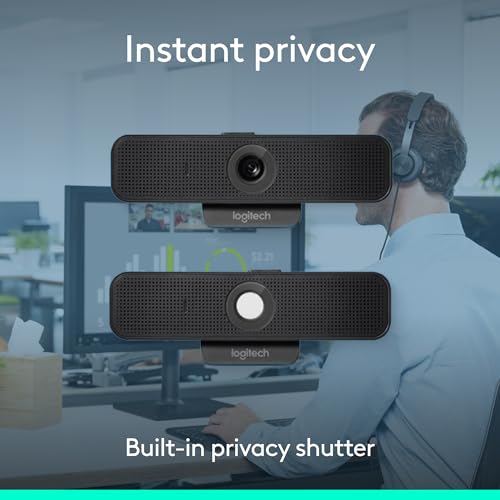 Logitech C925e Business Webcam, HD 1080p/30fps Video, Light Correction, Autofocus, Clear Audio, Privacy Shutter, Works with Microsoft Teams, Google Meet, Skype, WebEx, Cisco - Black