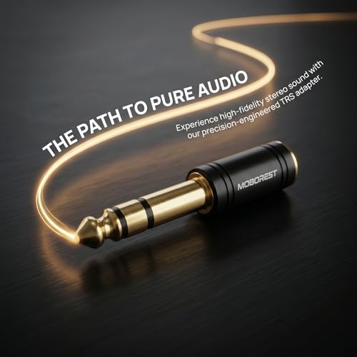 MOBOREST 1/4'' (6.35mm) Male TRS Plug to 1/8'' (3.5mm) Female Socket Stereo Audio Jack Pure Copper Adapter for Headphone, Amp, Adapte - Black 1PCS - color: BLACK-1PCS