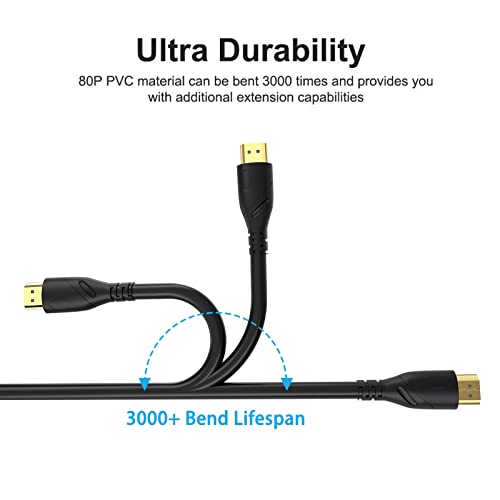 8K HDMI Cable 3ft, 48Gbps Ultra High Speed HDMI 2.1 Cord, Gold Plated Connectors, Supports 8K@60Hz & 4K@120Hz, eARC, HDR, Compatible with PS5, Xbox Series X, Soundbar, Gaming Monitor, 4K TV - size: 3FT