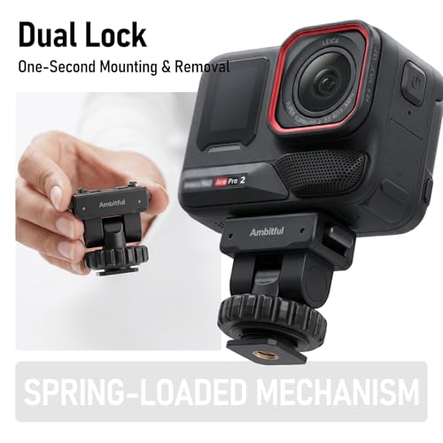 AMBITFUL IA03 Magnetic Quick Release Cold Shoe Ball Head Mount, Action Camera Adapter for Insta360 Cameras, Quick Swap Mini Camera Mount for DSLR, Camera Cage, Tripod and Video Rig - color: Cold Shoe Mount