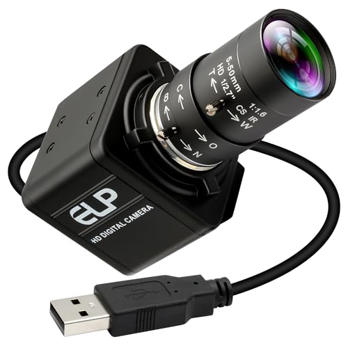 USB Camera 16 Megapixes High Resolution 5K USB Webcam with CS Mount 5-50mm Manual Varifocus Lens Close UP OpenCV Camera Free Driver Plug and Play for Windows Linux Laptop Jetson Nano