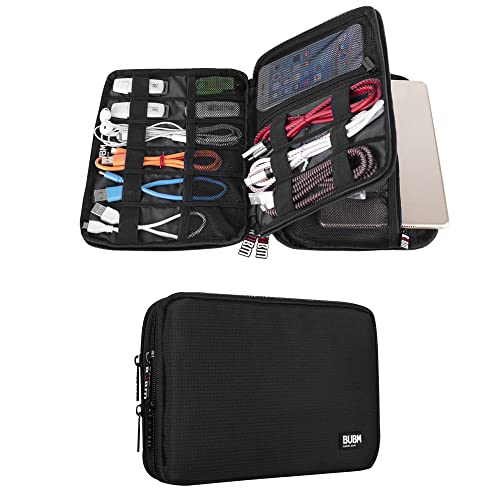 BUBM Double Layer Electronic Accessories Organizer, Travel Gadget Bag for Cables, USB Flash Drive, Plug and More, Perfect Size Fits for iPad Mini (Medium, Black) | Travel Gadget Bag for Cables, USB Flash Drive, Plug and More, Perfect Size Fits for iPad Mi