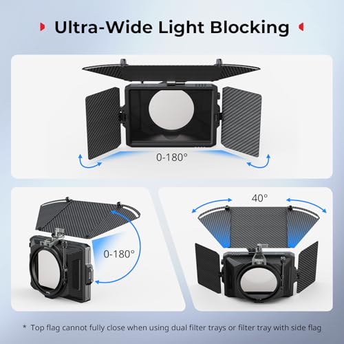 SmallRig Mini Matte Box Pro Flag Kit with Two 4 x 5.65 Filter Frame, Modular Anti-Glare System with Φ67/72/77/82-95mm Adapter Ring, Carbon Fiber Lightweight Design - size: Mini Matte Box Pro