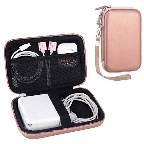Canboc Carrying Case for MacBook Air Pro Charger MagSafe/MagSafe 2 Power Adapter, iPhone 16/16 Pro MagSafe Charger, USB C Hub, Type C Hub, USB Multiport Adapter, Hard Bag, Rose Gold+Black - color: A-Rose Gold+Black